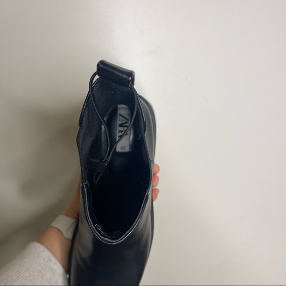 Zara Leather Lug Boot Black 40 - Picture 8 of 11